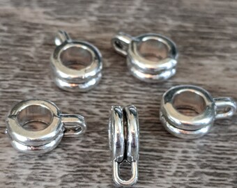 Bail Bead, European Bail, Bail Charm for European Bracelet, Bracelet Bail, Pendant Bail, 3.8mm x 11.4mm, 5 pcs, Silvertone, DIY6