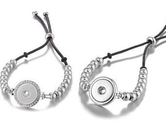 Snap Bracelet Lariat, Adjustable, Silvertone, Snap Jewelry Bracelet, 2 Styles, Fits 18mm - 20mm Ginger Snaps, Noosa, Magnolia & Vine, B17-V