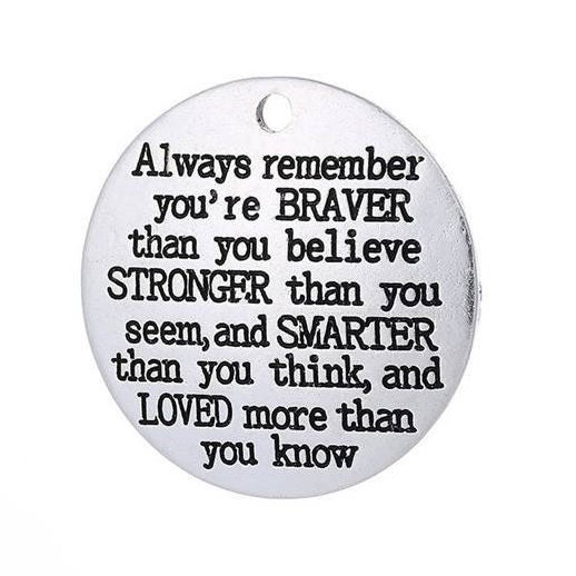 Always Remember You are Braver Than You Believe Inspirational Keychain -  GrindStyle