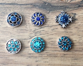 Blue Snap Charms, Sapphire Blue Snap, Aqua Blue Snap, Teal Blue Snap for 12mm PETITE/MINI Snap Jewelry Ginger Snaps, Magnolia & Vine, PS6