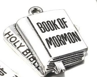 Book of Mormon, Mormon Bible, Mormon Faith, Inspirational, Motivational, Word Charm, Message Charm Silvertone #28-23/24
