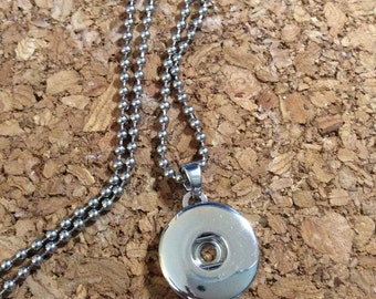 Snap Necklace Round Snap Necklace, 24" Ball Chain, Silvertone.  Fits 18mm Ginger Snaps, Noosa, Magnolia & Vine, Interchangeable, M2