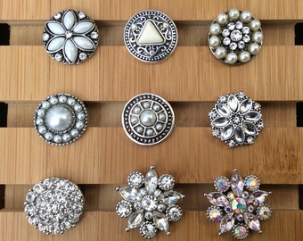 Snap Charms White, Faux Pearl Snap Charms for Snap Jewelry.  Fits 18-20mm Ginger Snaps, Noosa, Magnolia and Vine, SC11