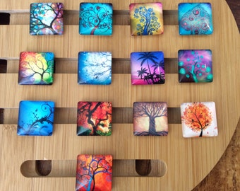 Snap Jewelry Square Snap Charms Tree of Life, Palm Trees.  Fits 18-20mm Ginger Snaps, Noosa, Magnolia & Vine, SC39
