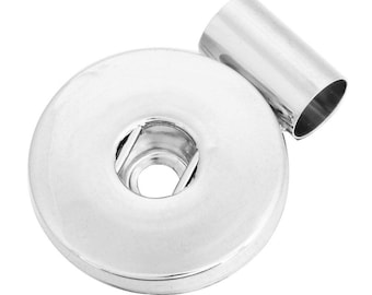 Snap Pendant, DIY Snap Jewelry 18mm Slider Snap Pendant for DIY Necklace, Silvertone, Fits 18mm Ginger snaps, Noosa, Magnolia Vine, M2-B/A