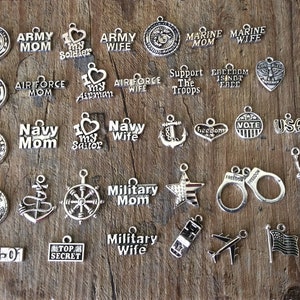 Military Charms, Army, Navy, Air Force, Marines, Coast Guard, USA, Anchor, Ship Wheel, Freedom, Support the Troops, Soldier Airman Sailor #8