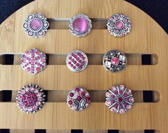 Hot Pink Snap Charms for snap jewelry.  Fits 18-20mm Ginger Snaps, Noosa, Magnolia & Vine, Chunks, Popper, SC18