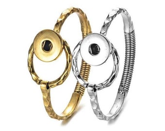 Snap Bracelet, Snap Bangle, Snap Jewelry Bracelet, Circle Ring Bracelet, Silvertone or Goldtone, Fits 18mm Ginger Snaps, Magnolia Vine B50-V
