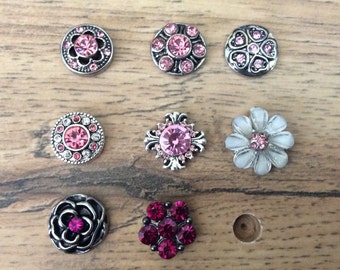 Snap Charms Pink Snap Charms for 12mm PETITE MINI Snap Jewelry,  Fits 12mm Ginger Snaps, Noosa, Magnolia & Vine, PS3