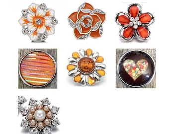 Orange Snap, Yellow Snap, Brown Snap Charms for Snap Jewelry.  Fits 18 - 20mm Ginger Snaps, Noosa, Magnolia & Vine, SC216
