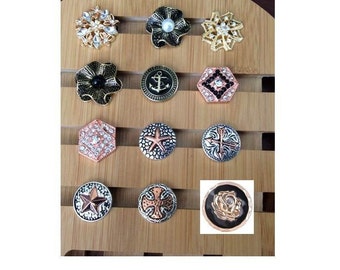 Snap Charms Gold, Brass, Bronze, Rose Gold Snap Buttons for Snap Jewelry, Fits 18-20mm Ginger Snaps, Noosa, Magnolia & Vine, SC22