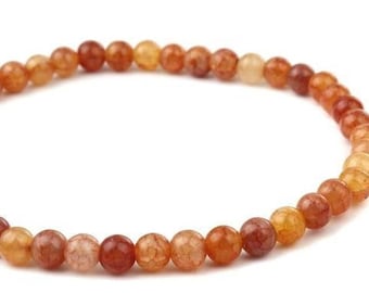 8mm Glass Beads, Burnt Orange Bead, Round Bead, Smooth Finish, Multicolored Bead, Burnt Orange Glass Bead,  20 pcs