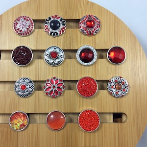 Red Snap Charms, Orange Snap Charms for Snap Jewelry.  Fits 18-20mm Ginger Snaps, Noosa, Magnolia & Vine, others, SC16