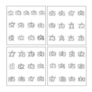 Number Charms, Stainless Steel or Alloy, Numeric Charms, Numbers 52 to 100, For Bracelet, Necklace, Earrings, Zipper Pull, Key Chain, #18-20 image 2