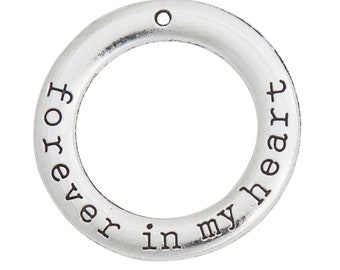 Forever in My Heart Charm, Memorial Charm, 25mm, Silvertone,  #26