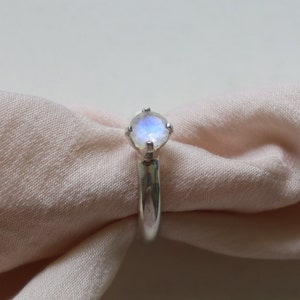 Natural Rainbow Moonstone on Solid 925 Silver Solitaire Engagement / Anniversary / Friendship /Dress Ring image 1