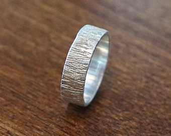 Solid 925 Silver Band Textured Finish Ring