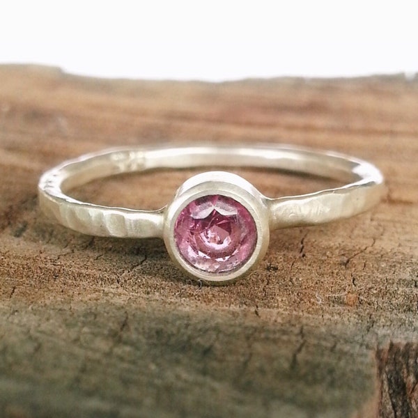 Natural Pink Rhodolite Gemstone on Solid 925 Silver Ring size US 9 UK R