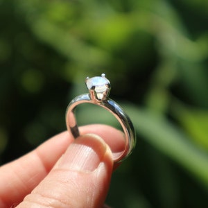 Natural Rainbow Moonstone on Solid 925 Silver Solitaire Engagement / Anniversary / Friendship /Dress Ring image 6