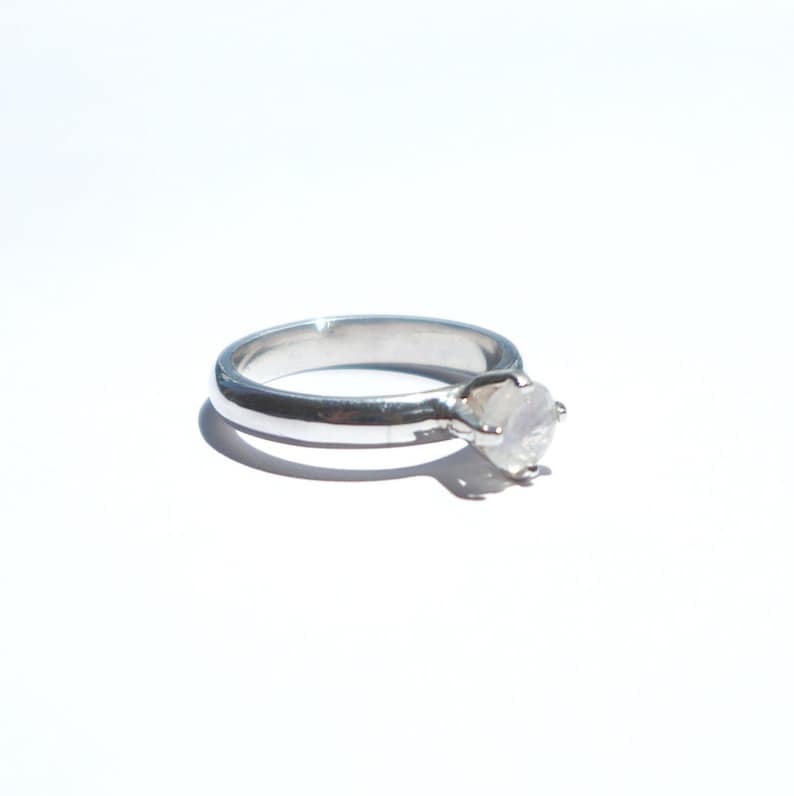 Natural Rainbow Moonstone on Solid 925 Silver Solitaire Engagement / Anniversary / Friendship /Dress Ring image 9
