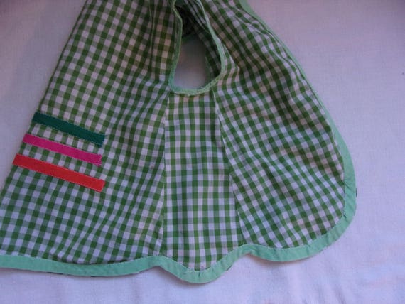 Gingham Green White Checkered Vintage Childs Apro… - image 7