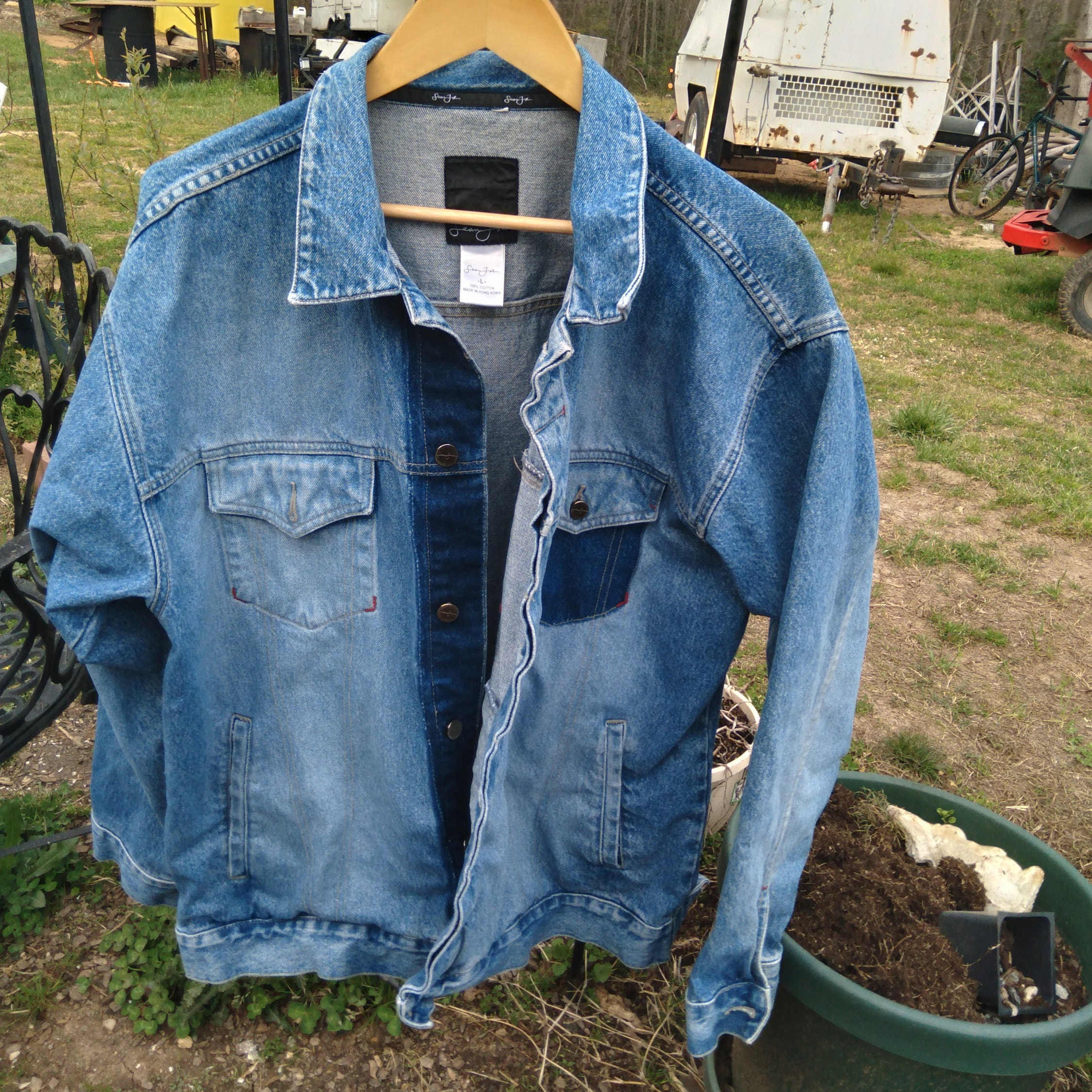 Sean John Denim Jacket/classic Style With Edge/size L/100 Sean John Denim Jacket/classic Style With Edge/size L/100