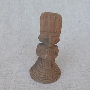 Mexico Terra Cotta Statue/Small pottery Figure/Pre-Columbian Inspired/4 1/2 in./