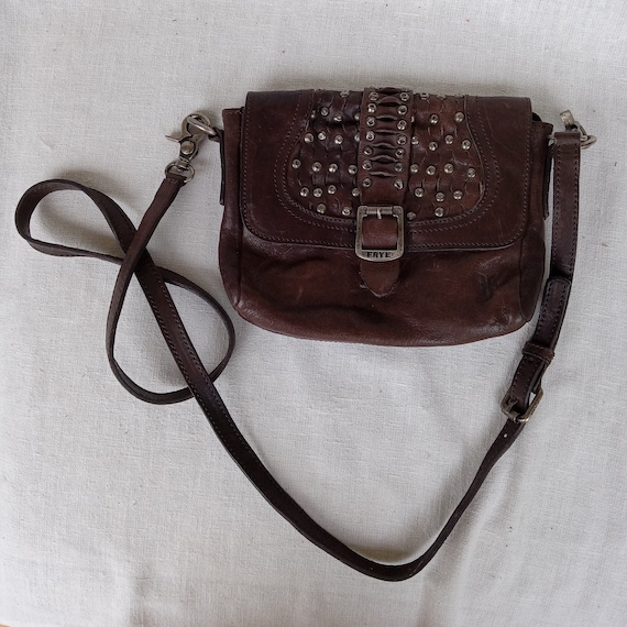 FRYE Ring Dome Brown Cognac Leather Satchel Crossbody Bag – Get Lojos Mojo