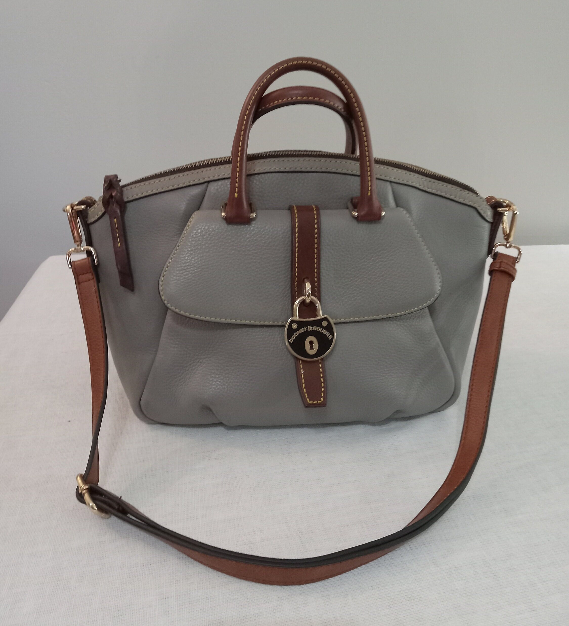 Dooney Bourke Samba Gray Leather Large Satchel red Fabric Lined hand Grips and Adjustable Crossover Strap Etsy Canada