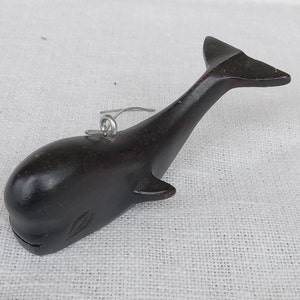 Wood Whale Ornament/Christmas Tree Decoration/3 1/2 in. long