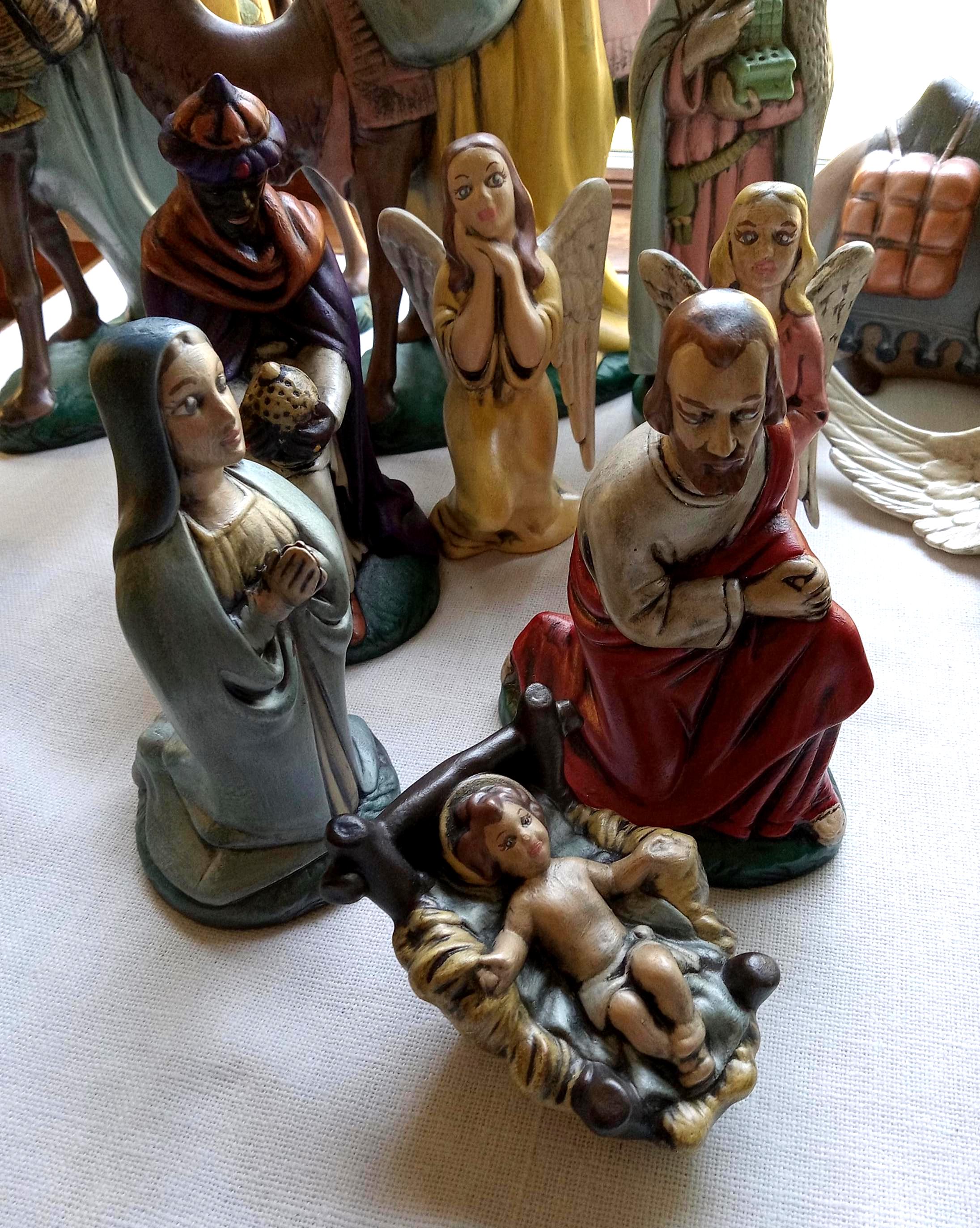 『クリスマス間近セール』クリスマス☆仲良しシマナガエset Vintage Handpainted 20 Piece Nativity Set/holland Mold Hobbyist