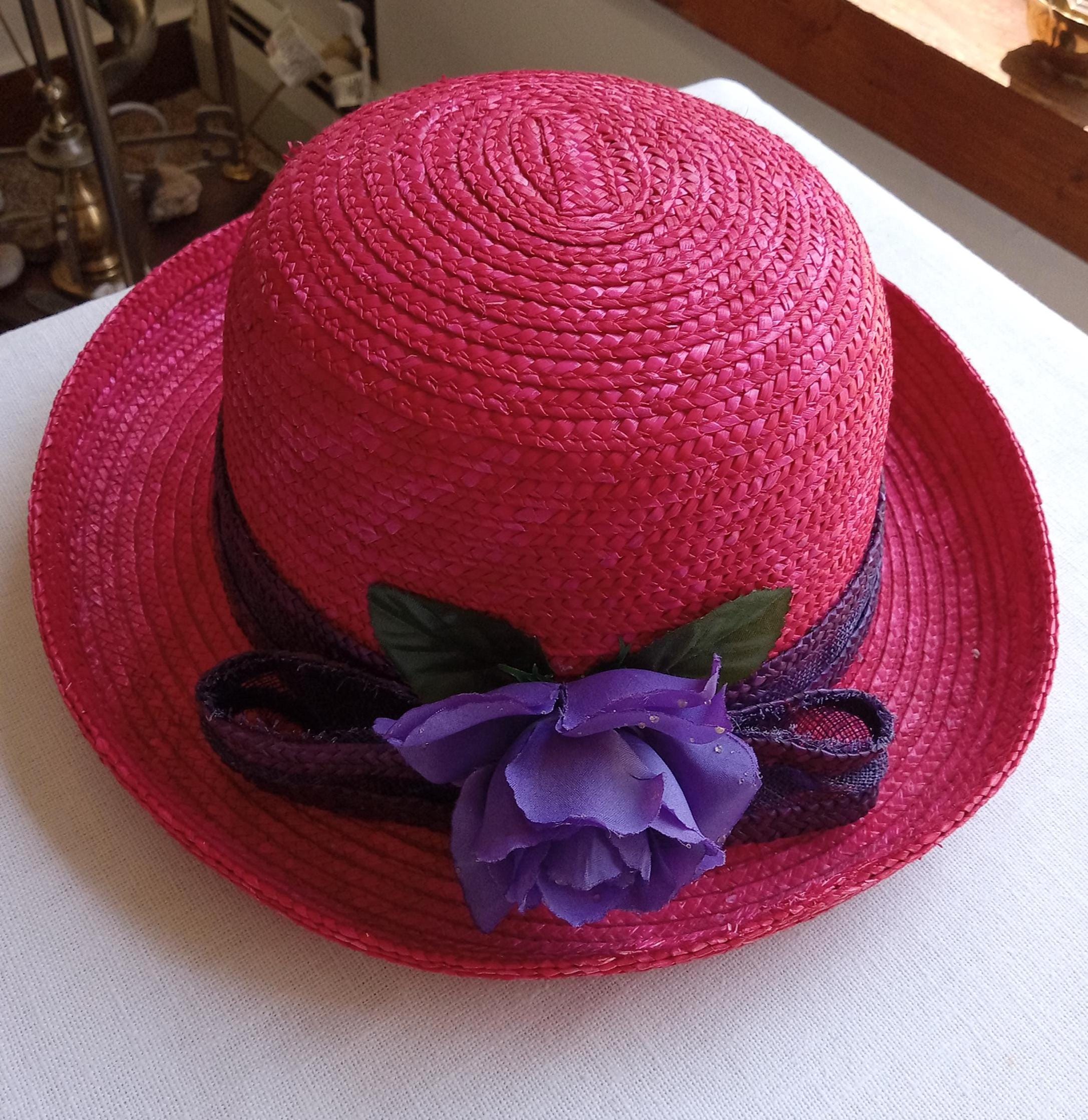 Red Hat Society Straw Hat/purple Straw Band With Lavender  display picture 3