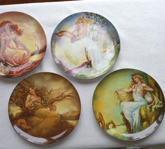 The Four Ancient Elements Collator Plates/painted by Georgia