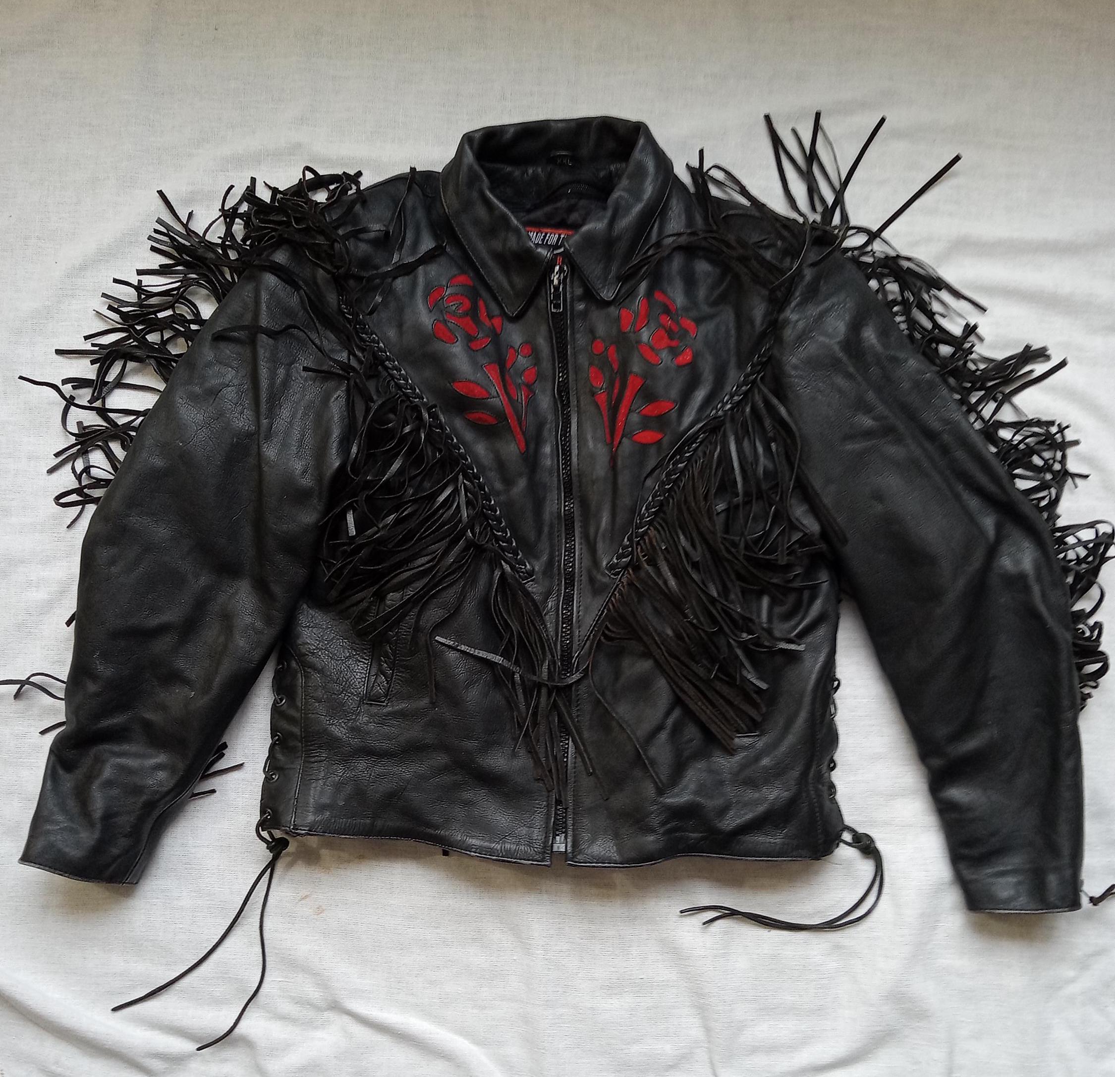 Leather Rose Jacket Vintage Fringe - Etsy Leather Rose Jacket Vintage Fringe - Etsy