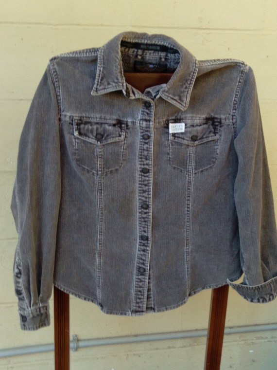 Harley Davidson/Ladies Corduroy Shirt-Jacket/Snap Front, Cuffs and Pockets/Size M