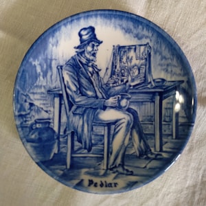 Enoch Wedgwood/Small Plate/Pedlar/Blue and White China/Collector plate/Trinket Plate