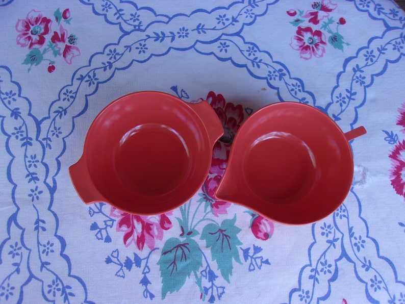 Aztec Melmac Aztec Melmac, Creamer and Sugar Bowl Set, Orange/red Salmon, Mid ...