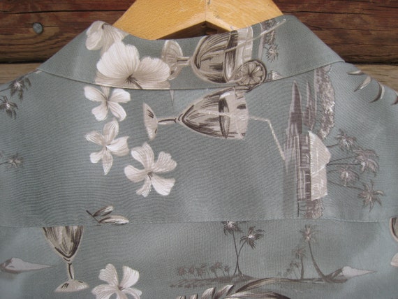 Mens Hawaiian Shirt, Pierre Cardin, Sage Green, T… - image 7