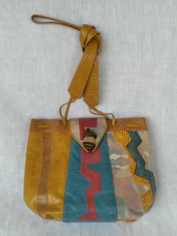 Sharif Vintage Purse/Multicolor Leather Patch Work