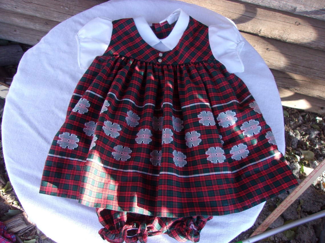 Baby Girl Christmas Dress Plaid Dresswhite Peterpan Collar Etsy