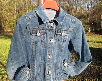 Levis Girls Jacket/Size XL16/Denim Jean Jacket/Bling Buttons/Classic Jean Jacket