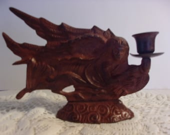 Angel Candle Holder Cast Metal Seraphim Christmas Decoration Rust  or CopperFinish