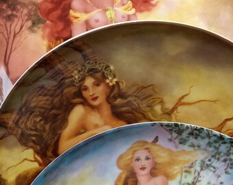 The Four Ancient Elements Collator Plates/painted by Georgia
