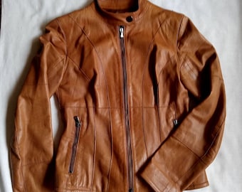 Ladies Leather Jacket/Size XS/Atelier Genuine Leather Made in Italy/2 Way Zipper