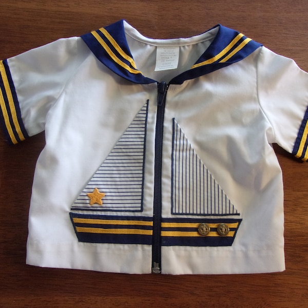 Sailor Boy Middy Top Toddler Size Beach Wear Photo Prop Sailboat