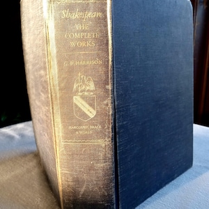 Shakespeare The Complete Works/Edited by G.B. Harrison/Harcourt, Brace & World 1952/Hardbound Cloth Binding/Display, Read, Gift