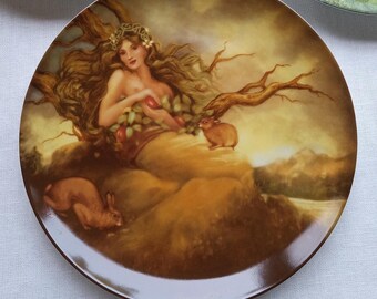 The Four Ancient Elements Collator Plates/painted by Georgia