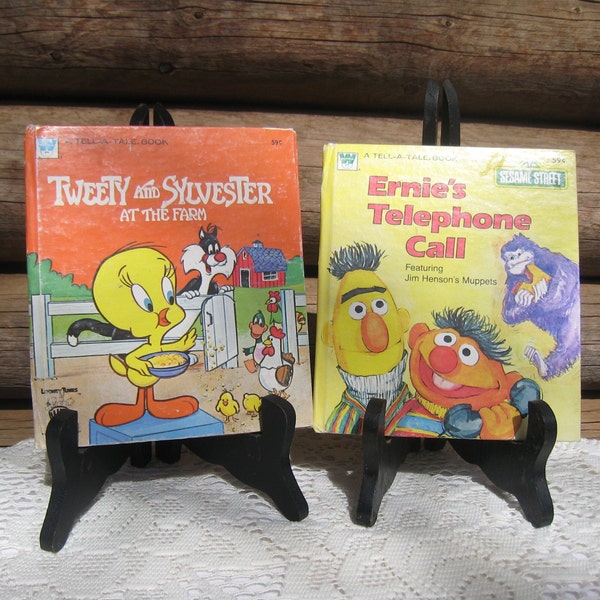 Pair of Whitman  A TELL-A-TALE-Book, Tweety and Sylvester, Looney Tunes, Ernie's Telephone Call, Sesame Street, Gift Collectable