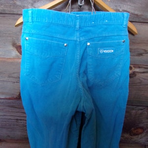 Turquoise Corduroy Vintage GITANO Ladies Jeans, High Waisted Hipster