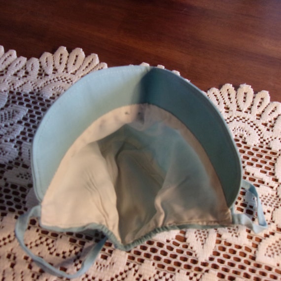 Vintage Baby Girl Bonnet, Pale Aqua, Easter Sprin… - image 2